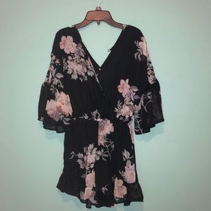 Rue 21 Black Floral Flowy Romper
